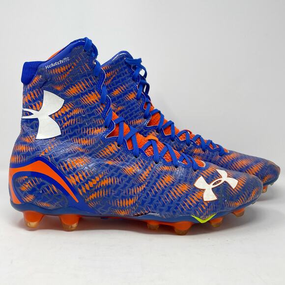 Under Armour Clutch Highlight High Top Football Cleats 13 Blue Orange main image 6